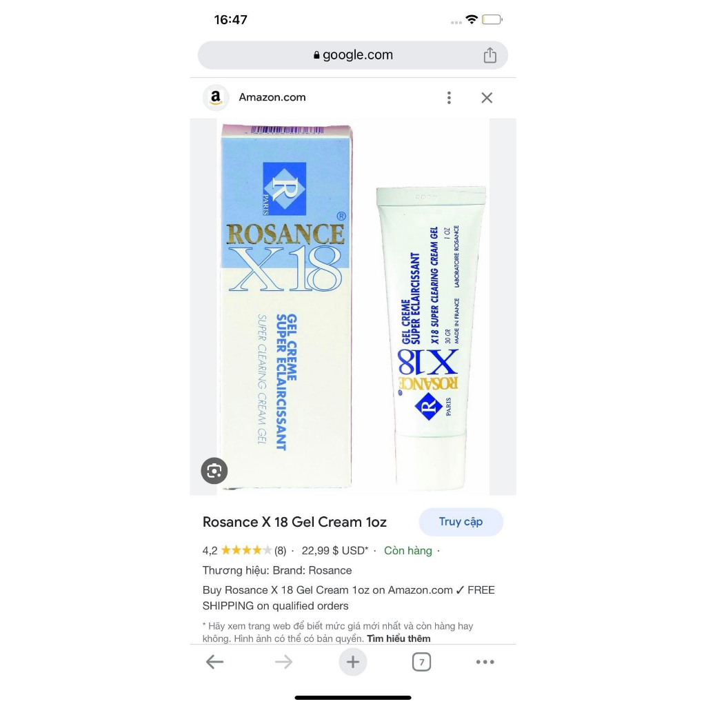 💓ROSANCE X18 GEL TRẮNG DA, XÓA MỜ ĐỐM NÂU, SẸO THÂM - PHÁP 550k sale 80k💓
