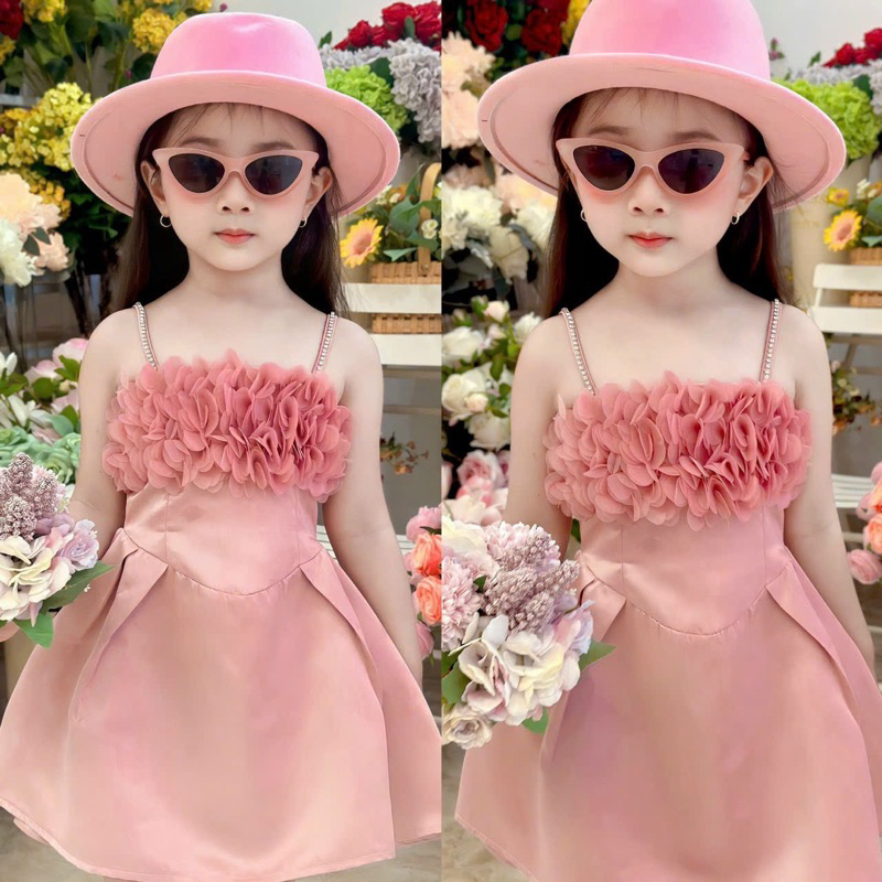 ĐẦM THIẾT KẾ ĐÍNH HOA CHO BÉ GÁI DỰ TIỆC 12-40KG. HÀNG MỚI VỀ SHOP CÓ SẴN GIAO HOẢ TỐC