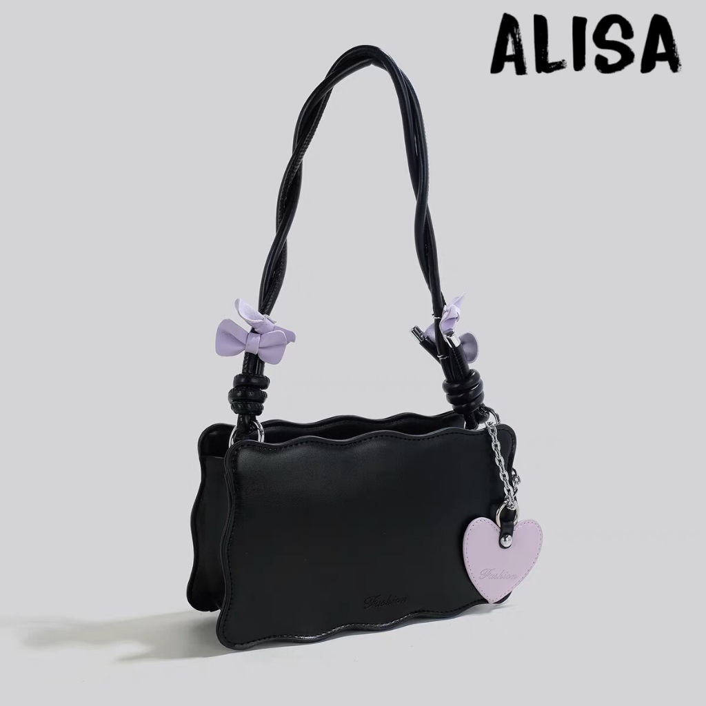 Túi đeo vai phong cách tiểu thư thiết kế lượn sóng , quai đeo xoắn kẹp nơ nổi bật SL107