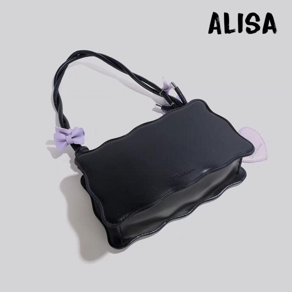 Túi đeo vai phong cách tiểu thư thiết kế lượn sóng , quai đeo xoắn kẹp nơ nổi bật SL107