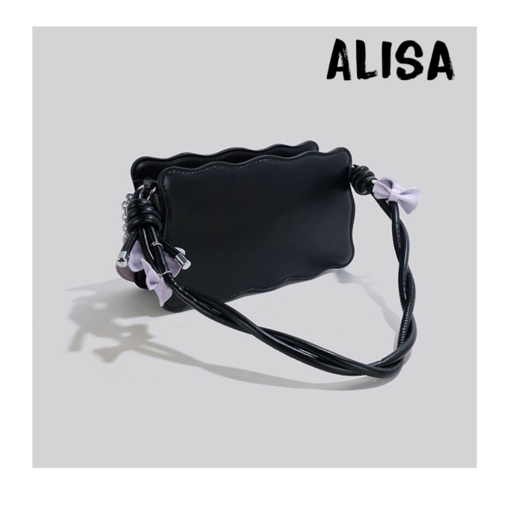 Túi đeo vai phong cách tiểu thư thiết kế lượn sóng , quai đeo xoắn kẹp nơ nổi bật SL107