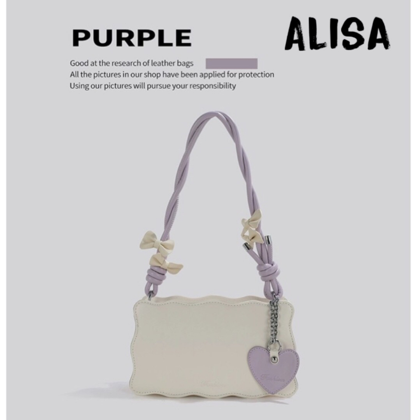 Túi đeo vai phong cách tiểu thư thiết kế lượn sóng , quai đeo xoắn kẹp nơ nổi bật SL107