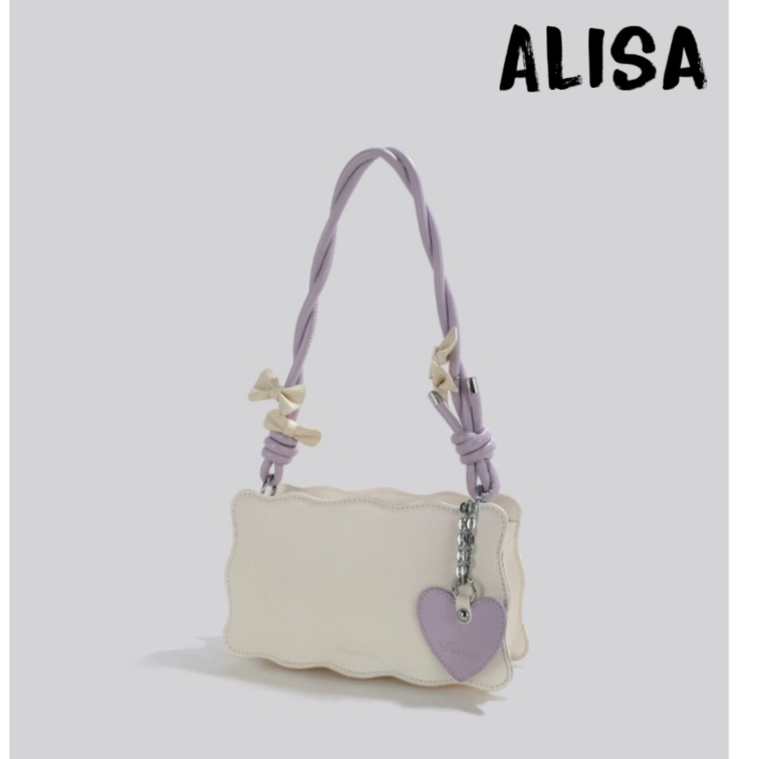 Túi đeo vai phong cách tiểu thư thiết kế lượn sóng , quai đeo xoắn kẹp nơ nổi bật SL107