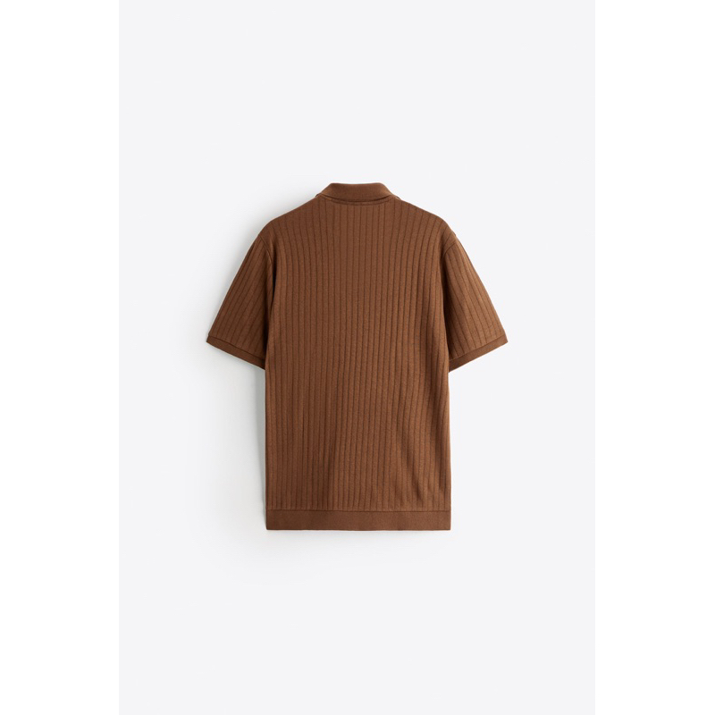 Áo polo nam Zara authentic KNIT VISCOSE - LINEN size XL