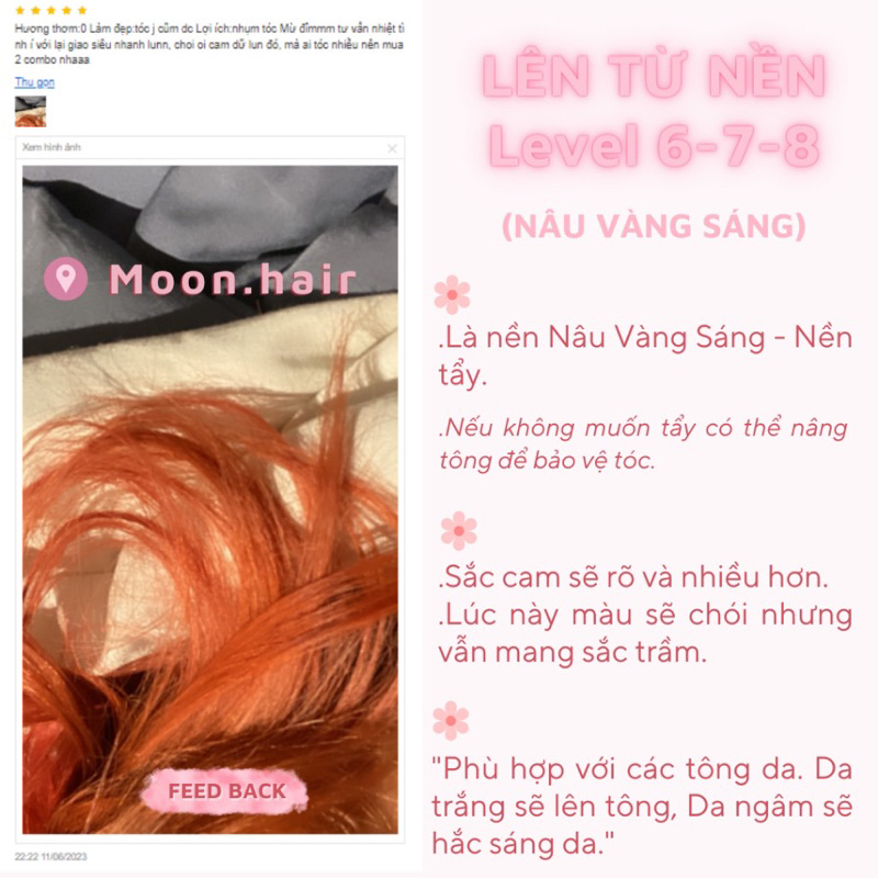 Thuốc nhuộm tóc CAM QUÝT | Tặng Oxy, vitaminE, bao tay, mũ trùm