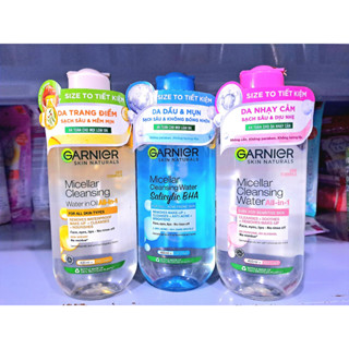[Loại 400ml] Nước Tẩy Trang Micellar Garnier Hồng/ Vàng/ Xanh Skinactive Cleansing Water