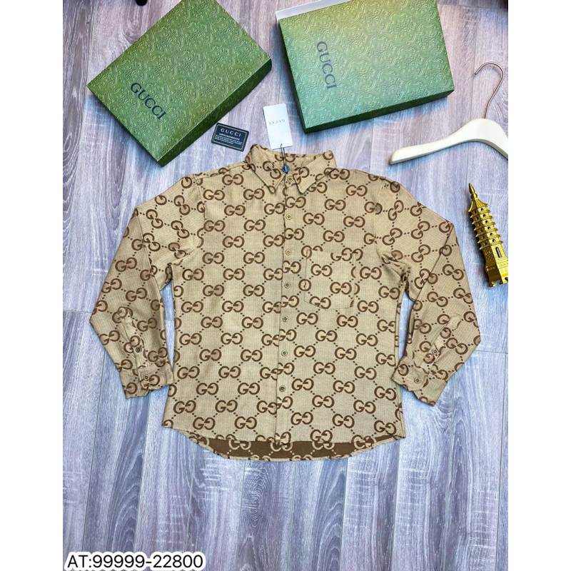 Áo Sơ mi nam hiệu GC họa tiết thêu cực nét tay ngắn phong cách trẻ trung chuẩn form