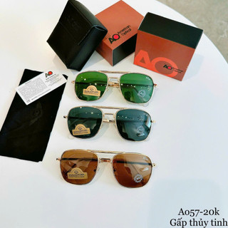Kính mát nam ao gọng vuông gấp gọn thiết kế 2 cầu kính màu nâu trà , xanh lá , đen fullbox