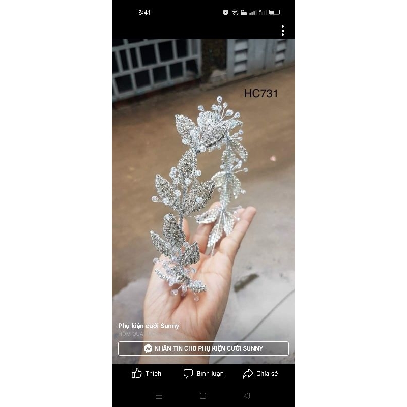Bờm cài tóc cô dâu giả tại xưởng
