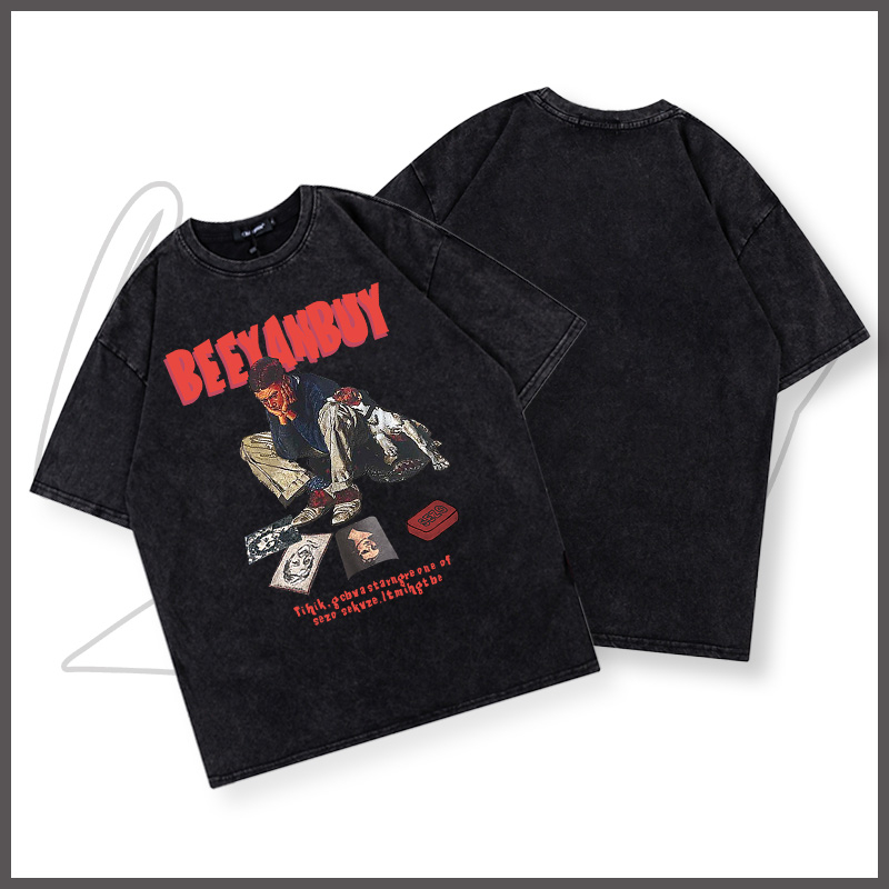 Áo thun nam wash BEEYANBUY áo phông chất unisex form rộng boy phố ulzzang 100% cotton-A1337