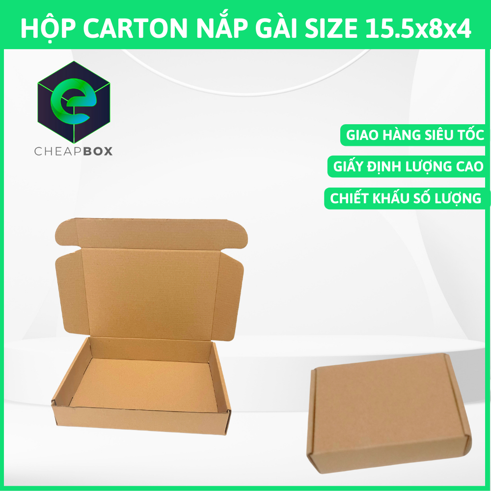 Bộ 100 Hộp Carton Cheapbox 15.5x8x4cm nắp gài, nắp cài