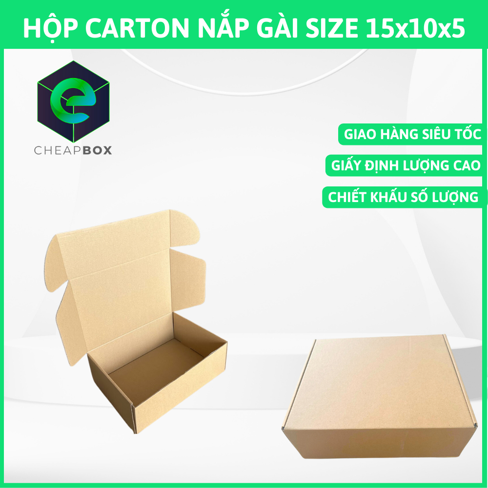 Bộ 100 Hộp Carton Cheapbox 15x10x5 nắp gài, nắp cài