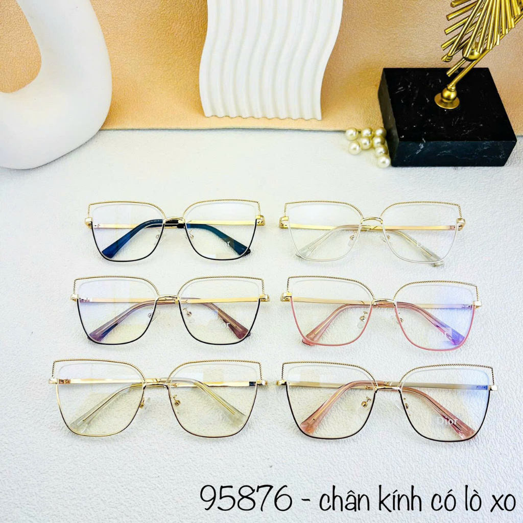 Gọng kính nữ dior gọng vuông mắt mèo chất liệu thép không gỉ xi vàng chân kính có lò xo