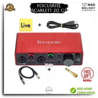 [BH3NĂM] Soundcard thu kiểm âm Focusrite Scarlett 2i2 Gen 3 USB Audio Interface Chính Hãng Nguyên Zin (Brand New)
