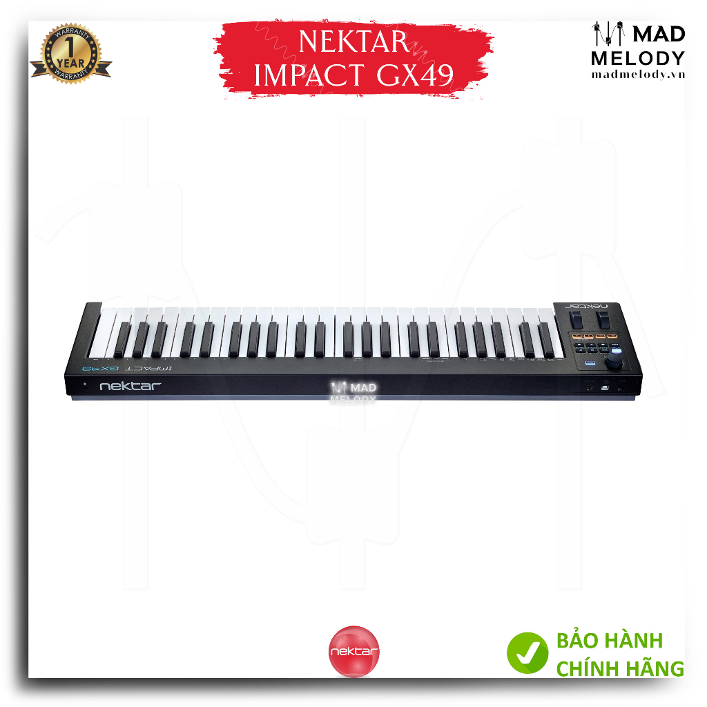 [BH1NĂM] Đàn làm soạn nhạc Nektar Impact GX49 49-Key USB MIDI Keyboard Controller Chính Hãng Nguyên Zin (Brand New)
