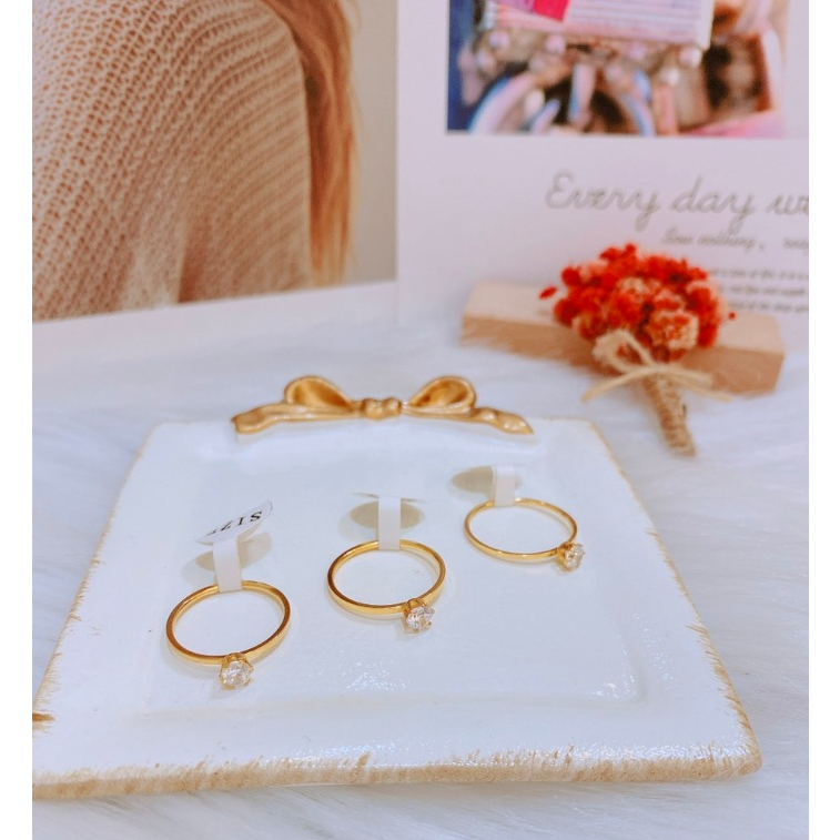 Nhẫn nữ Titan không gỉ 1 hạt đá nhỏ xinh xắn - Măng’s House N13