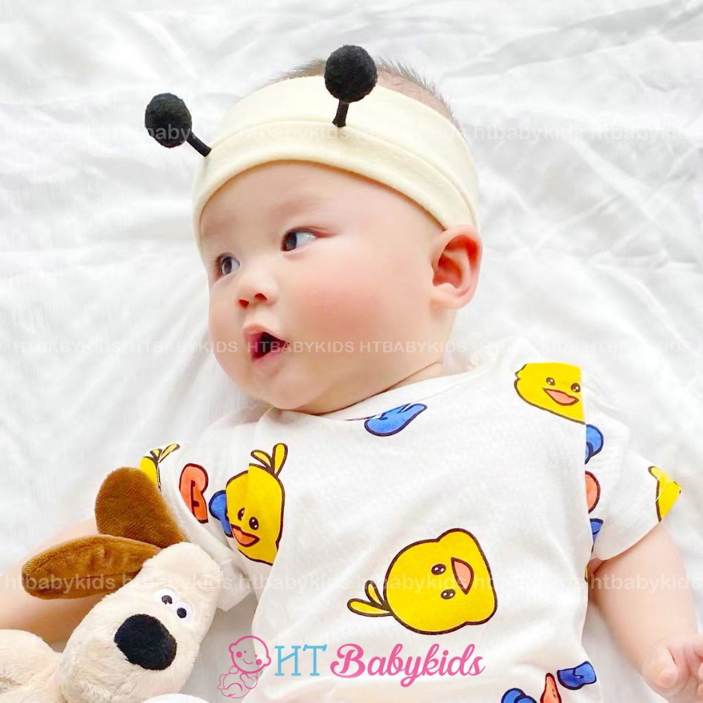 Băng Đô Thun Gân Cho Bé Đính Hoa Đáng Yêu Phong Cách Hàn Quốc