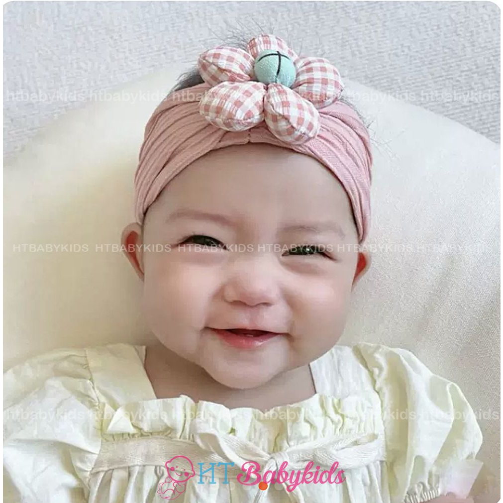 Băng Đô Thun Gân Cho Bé Đính Hoa Đáng Yêu Phong Cách Hàn Quốc