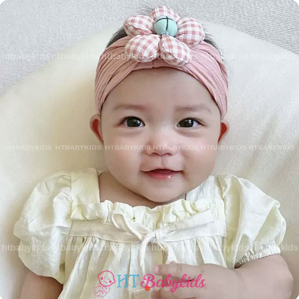 Băng Đô Thun Gân Cho Bé Đính Hoa Đáng Yêu Phong Cách Hàn Quốc