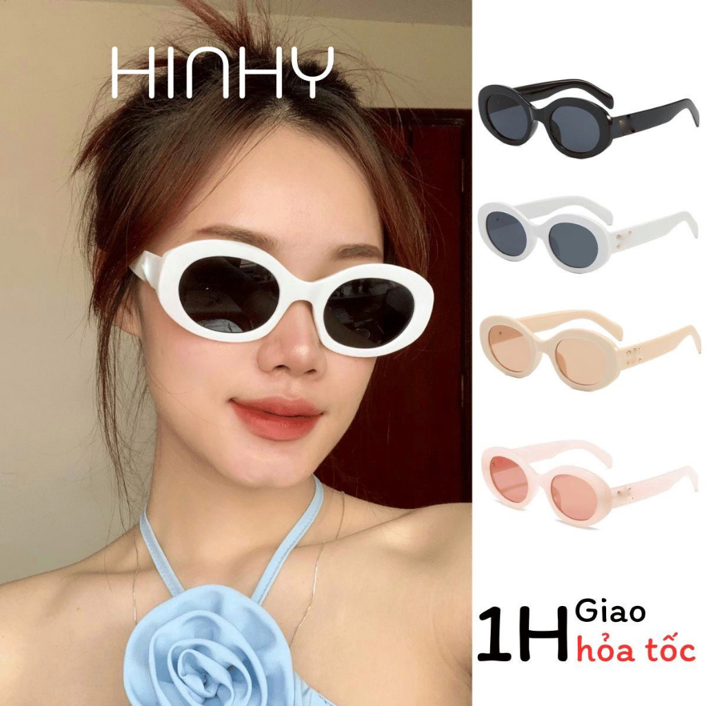 Kính Mát Nữ Gọng Bầu Tròn Cao Cấp Chống Uv400 Thời Trang Nữ Hot Trend Dễ Đeo [Tặng Hộp Và Khăn Lau]