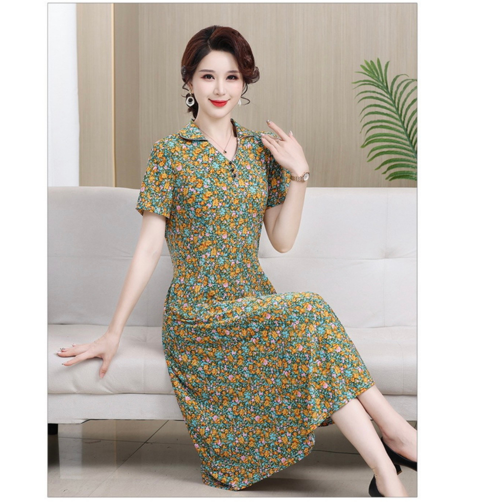 Đầm trung niên thun quảng châu phong cách phương tây thời trang trung niên