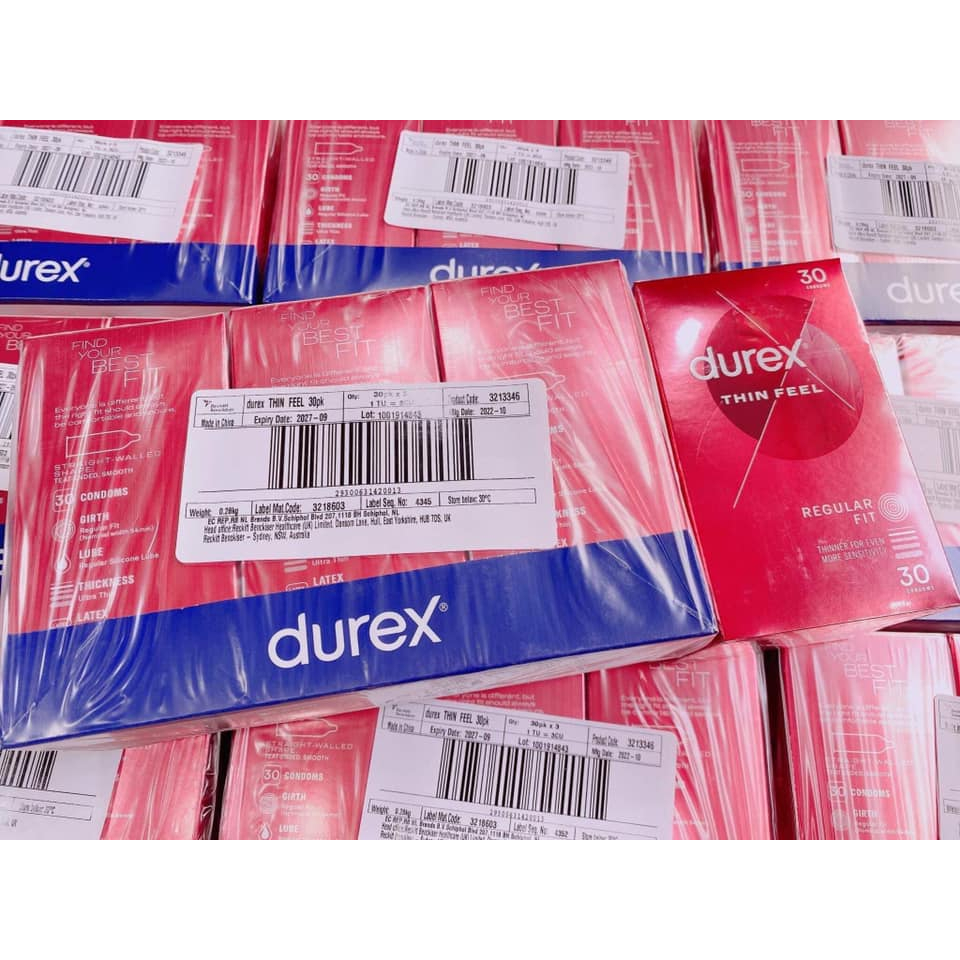 ( Date 2027) Bao cao su durex Úc hộp 30 cái