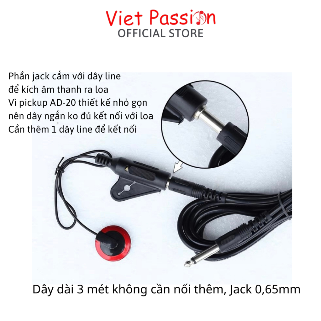 Pickup kích âm thanh từ đàn guitar ra loa không cần đục thùng  P011 P012 pickup AD20 chất lượng vietpassion