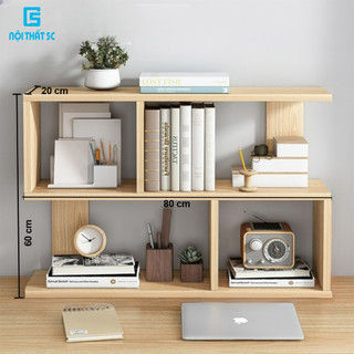 Kệ sách để bàn lắp ghép, kệ để sách kệ treo tường lưu trữ tài liệu văn phòng, phòng khách gỗ mdf tiện ích