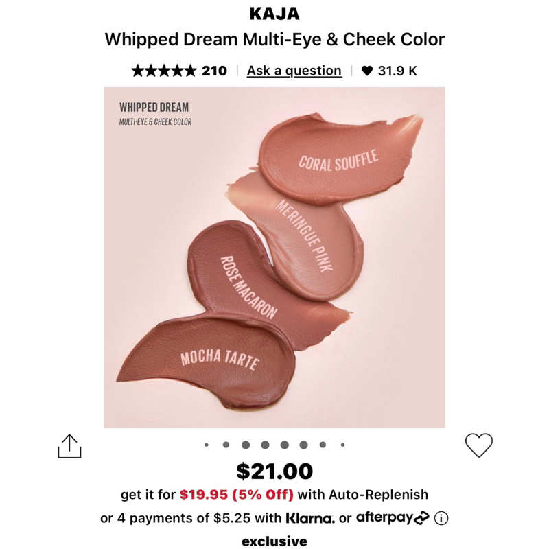 Sample son, má hồng, màu mắt Kaja Whipped Dream 0.2g x 4 ô