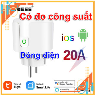 Ổ cắm wifi tuya thông minh đo công suất 20a - kết nối wifi, điều khiển bằng ứng dụng tuya smart life trên điện thoại