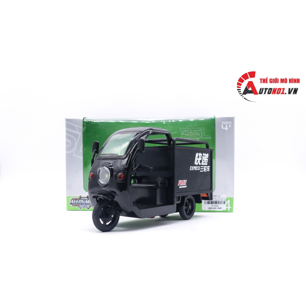 Mô hình xe lam Tuk Tuk 3 bánh - đánh lái được tỉ lệ 1:24 Alloy model OT164
