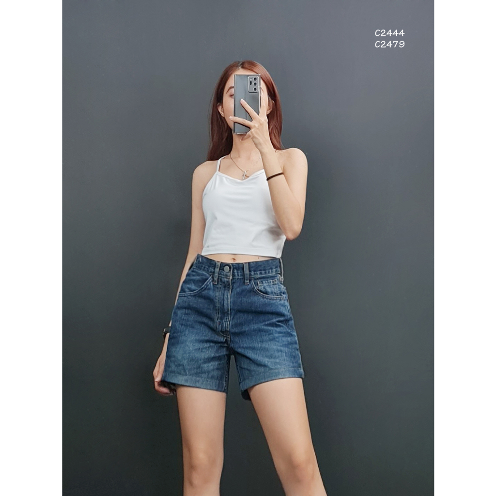 C2444 & C2447 - Quần short jean xuất, trơn