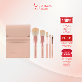 Bộ 5 cọ trang điểm chuyên nghiệp Hàn Quốc Holika Holika Nudrop Mini Brush tặng kèm túi da cao cấp - 7222