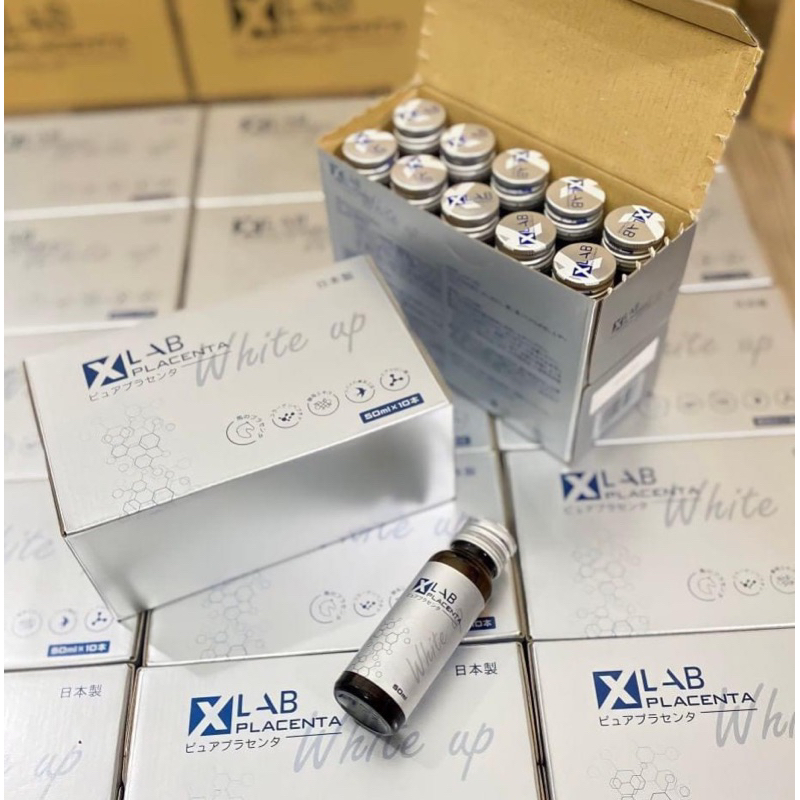 "Tặng 1 gói collagen tươi tổ yến" Nước uống TBG Xlab Placenta white Up Nhật Bản hộp 10 lọ