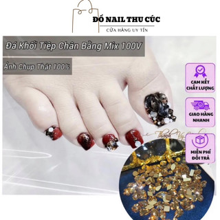 Đá khối nail đính móng tay,sét đá khố chân bằng mix 100v 1gói