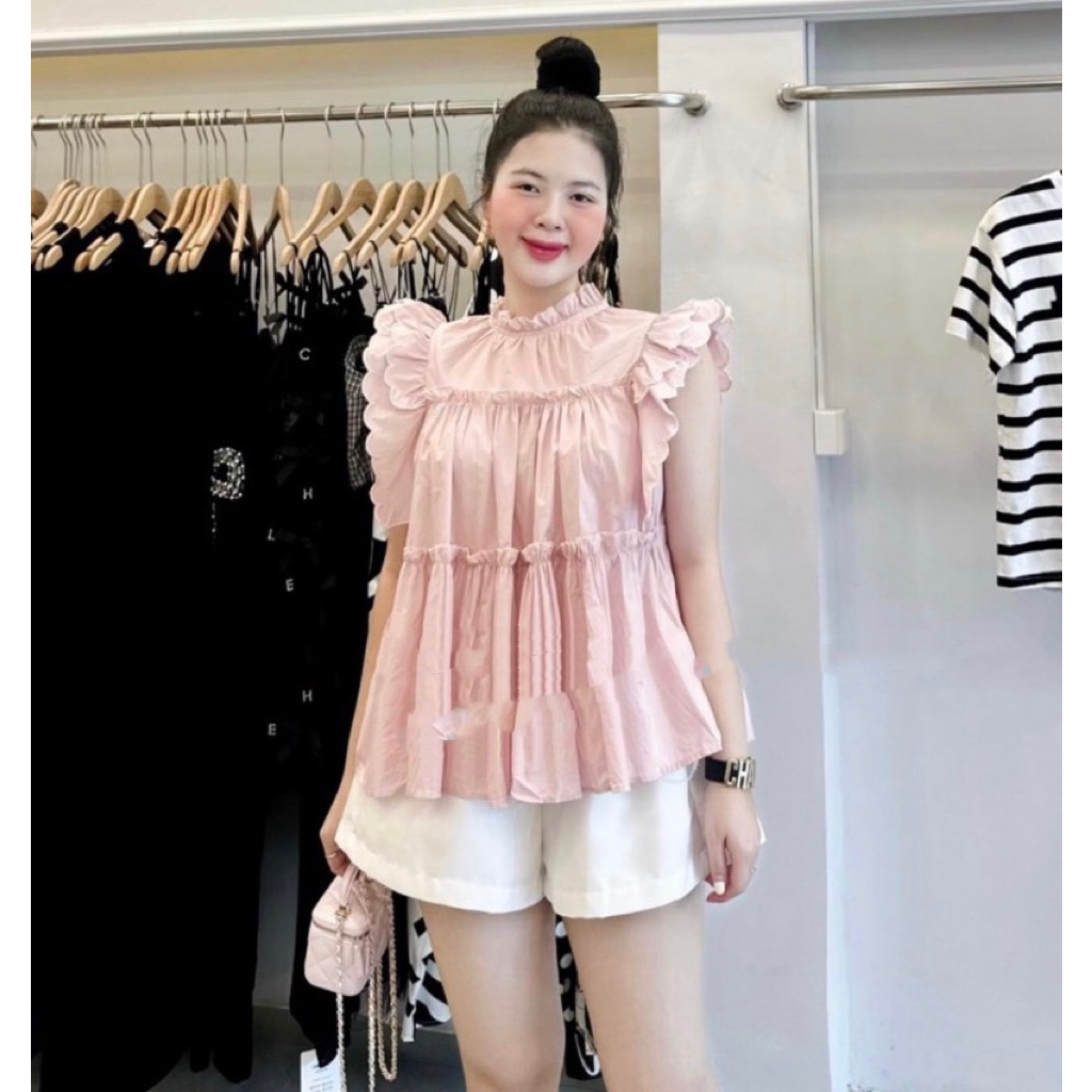 Áo bầu babydoll cánh tiên chất thô mềm mại thiết kế họa tiết siêu xinh A34