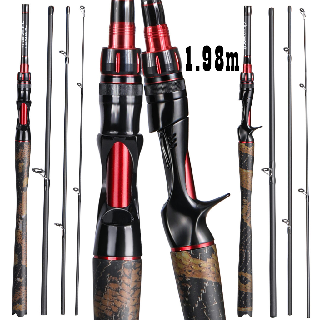 Cần câu cá máy ngang/ đứng SOUGAYILANG 1.95m bằng carbon 4 đoạn du lịch nhỏ gọn câu cá nước ngọt hoặc nước mặn