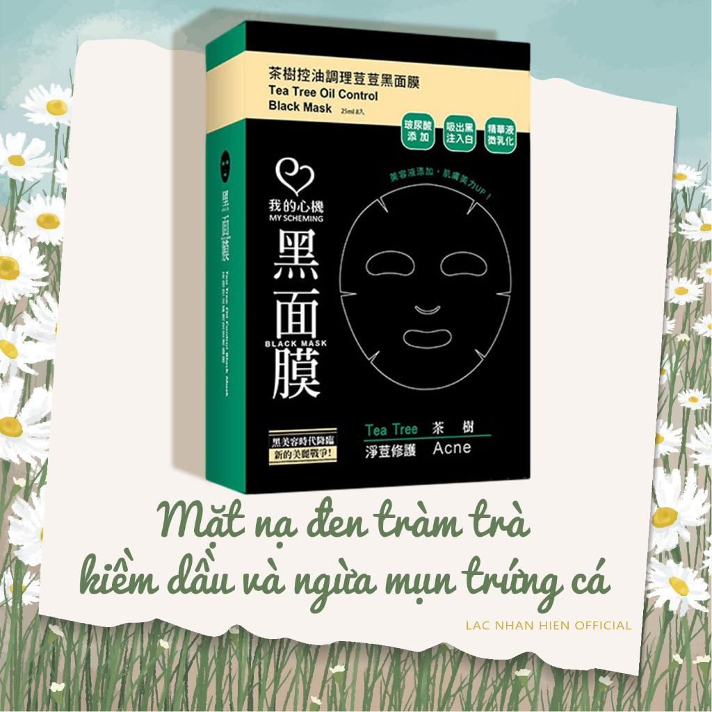 HỘP 08 MIẾNG MẶT NẠ TRÀM TRÀ KIỀM DẦU NGỪA MỤN MY SCHEMING TEA TREE OIL CONTROL BLACK MASK