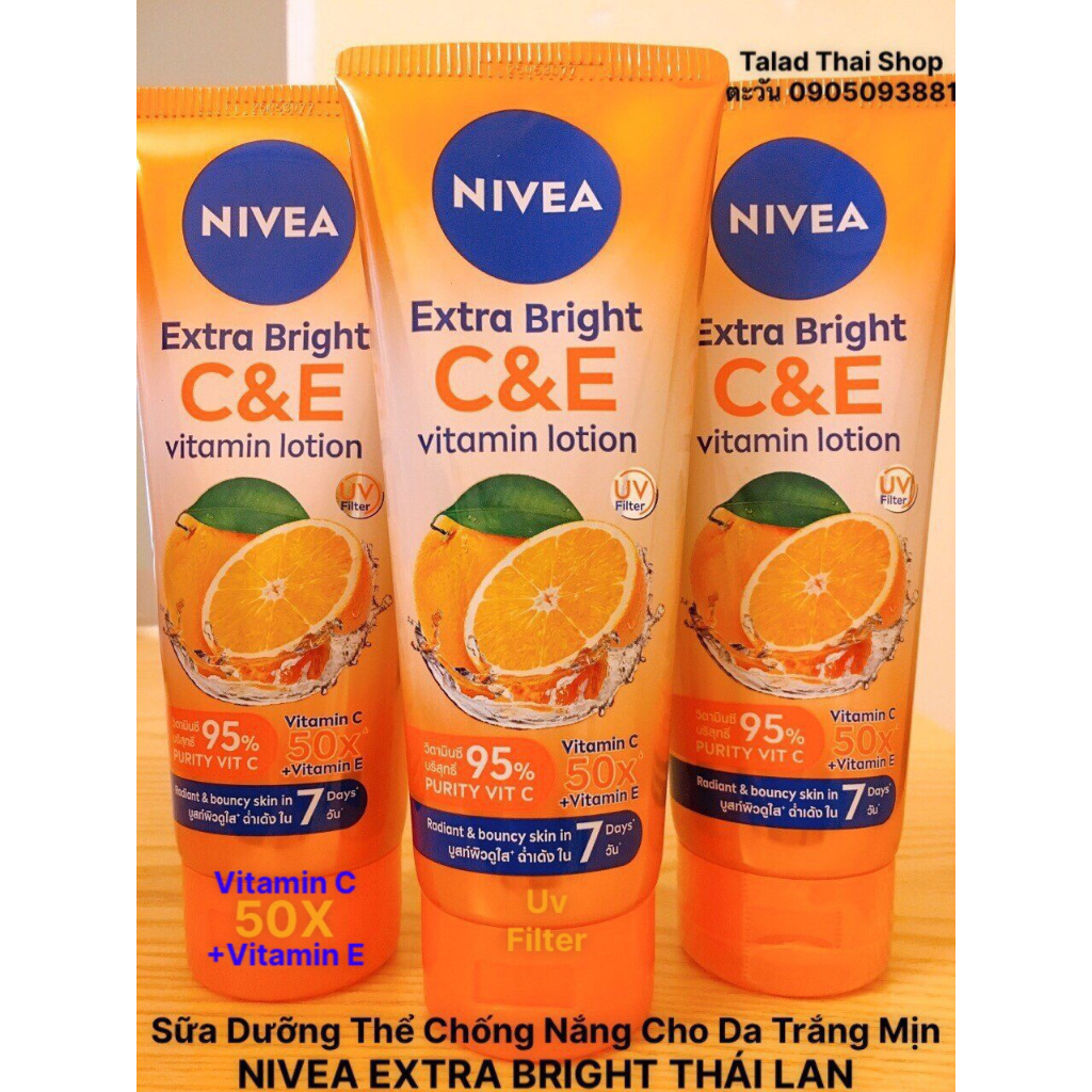 Kem Chống Nắng Dưỡng Trắng Body Nivea Thái Lan Sữa Dưỡng Thể Chống Nắng Thái Lan NIVEA  EXTRA BRIGHT C&E NIVEA SUPER C