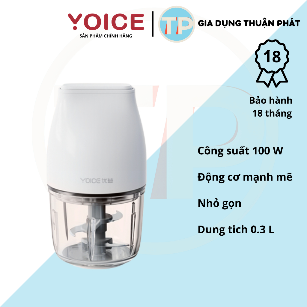 Máy xay thịt YOICE Y-JR63, 0.3L, 3 cặp lưỡi, xay rau, củ, quả, thức ăn cho bé ăn dặm, xay sinh tố, xay đồ ăn nhuyễn