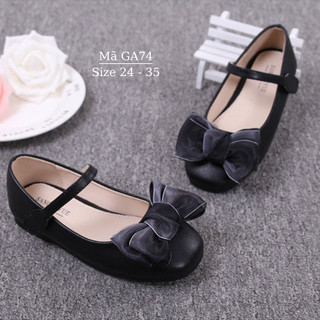 Giày búp bê bé gái Giầy đen trẻ em nữ 2 3 4 5 6 7 8 9 10 tuổi gắn nơ duyên dáng dễ thương mặc áo dài váy công chúa GA74