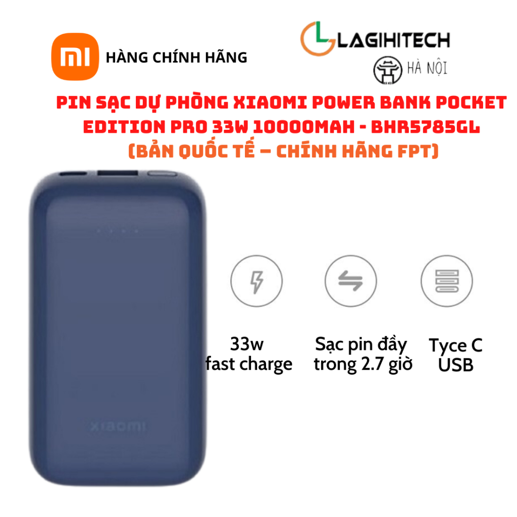 Pin Sạc Dự Phòng Xiaomi Power Bank Pocket Edition Pro 33W 10000mAh/22.5W 10000mAh -