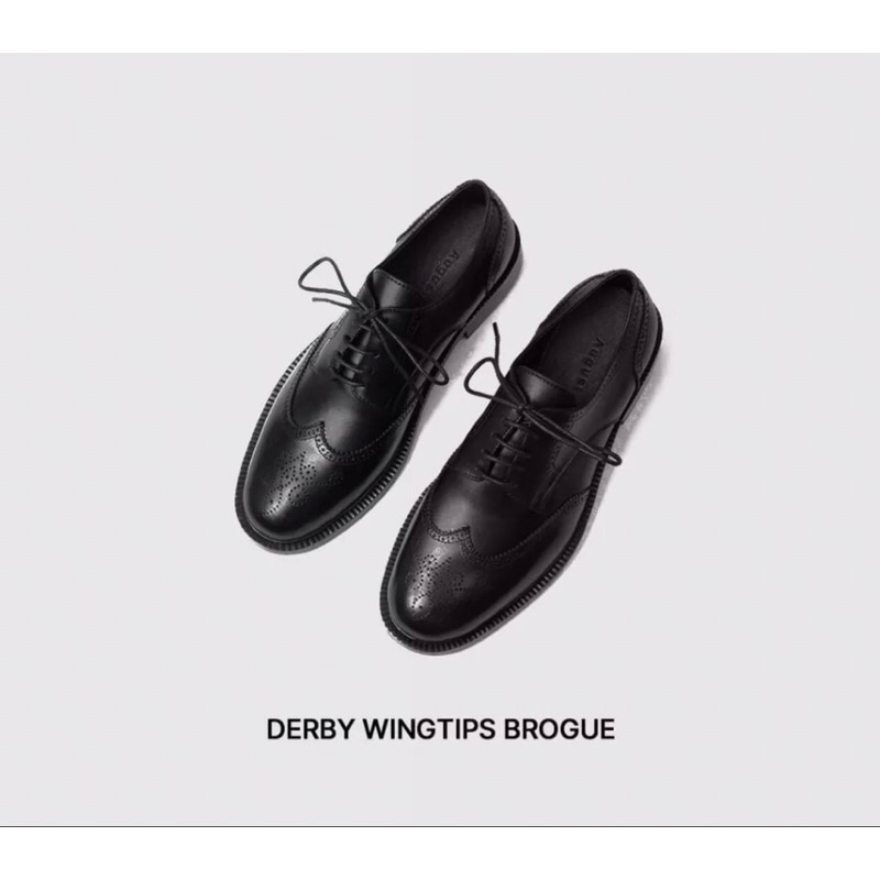 THE DAKANA MODERN DERBY Hoạ Tiết Đục Lỗ Da Bò Nguyên Tấm Đế Phíp Gỗ, Giày Da Nam Công Sở có vân Wingtip Derby