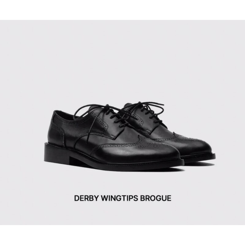 THE DAKANA MODERN DERBY Hoạ Tiết Đục Lỗ Da Bò Nguyên Tấm Đế Phíp Gỗ, Giày Da Nam Công Sở có vân Wingtip Derby
