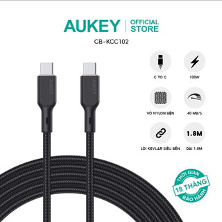 Cáp sạc aukey cb-kcc102 bọc dù lõi kevlar 1.8m siêu bền