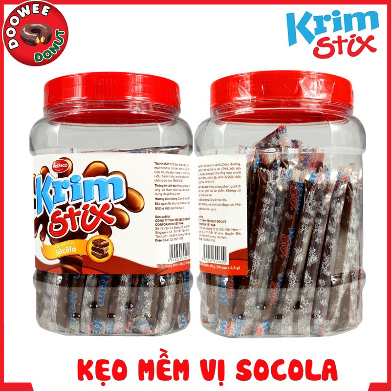 Kẹo Krim Stix vị phô mai/socola/mix vị thùng 12 hủ*100 que_Tấn Hưng Store