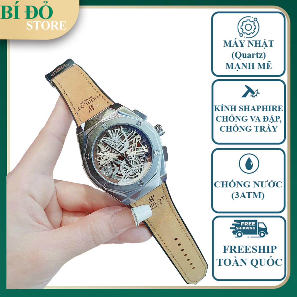 Đồng hồ nam HUBLOT máy nhật, chống nước, chạy full kim, mặt size 40mm, dây da CAO CẤP