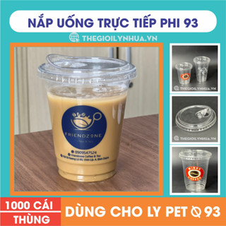 [1000 CÁI] Nắp uống trực tiếp phi 93 NK, nắp uống trực tiếp trên nắp không cần dùng ống hút cho ly PET 360-500ml