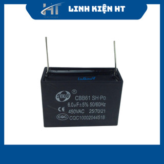 Tụ quạt 6uF 450VAC chân hàn mạch SENJU CBB61 chất lượng tốt - Linh kiện HT