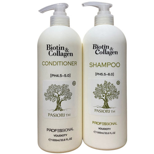 Cặp Gội Xả Biotin Collagen Trắng 1000ml | Giảm Rụng Tóc, Phục Hồi Tóc Khô Xơ , Wing